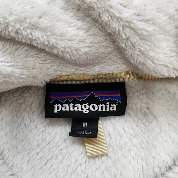 Patagonia Jacket Womens M Cream Raw Linen‎ Re-Tool Snap-T Fleece Pullover Hiking - Picture 5 of 11